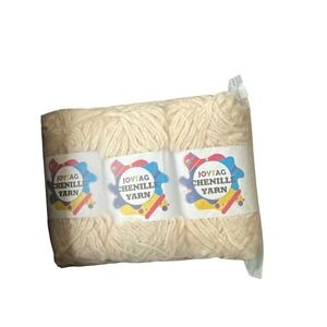 Joytag Chenille Yarn Beige Bulky Weight Crafting Supplies Knitting Crochet lot 3